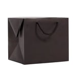 the custom box style paper bag with rope handles from the side angle