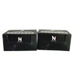 the front of two black custom printed cardboard counter display boxes in the closed state