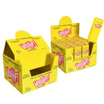 two yellow custom promotional cardboard counter display boxes from the side angle