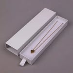 a white custom cardboard necklack drawer box with a necklack inside