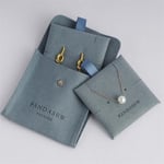 one blue custom jewelry bag with two custom jewelry inserts pads in the same colour