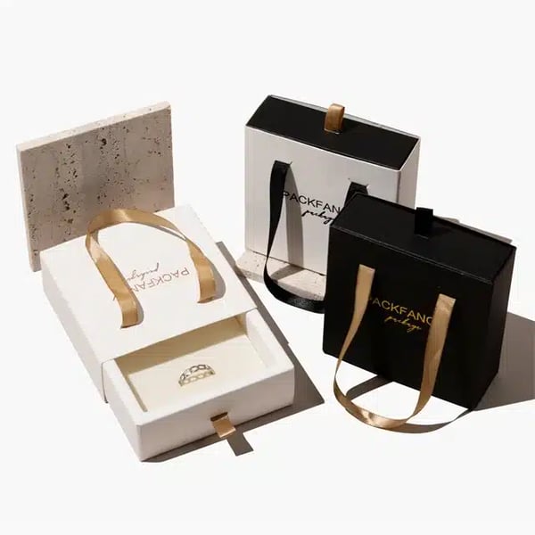 Custom Cardboard Drawer Jewelry Box with Handle