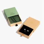 one opened kraft custom drawer box lay down beside the green one