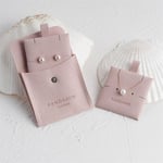 one pink custom jewelry bag with two custom jewelry inserts pads in the same colour