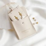 one white custom jewelry bag with one custom jewelry inserts pad in the same colour