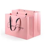 two pink custom shopping paper bags