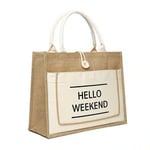 the custom jute tote bag with canvas pocket from right side angle