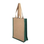 the front and left side of the Custom Jute Tote Bag