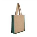 the front and right side of the Custom Jute Tote Bag