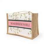 the front and side of the Custom Jute Shopping Bag