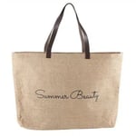 the front of a Custom Jute Beach Bag