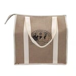 the front of the custom jute cooler bag