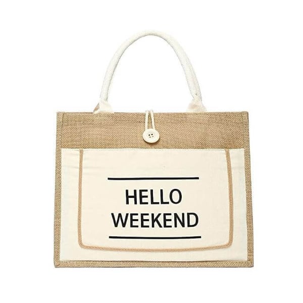 Custom Jute Tote Bag with Canvas Pocket