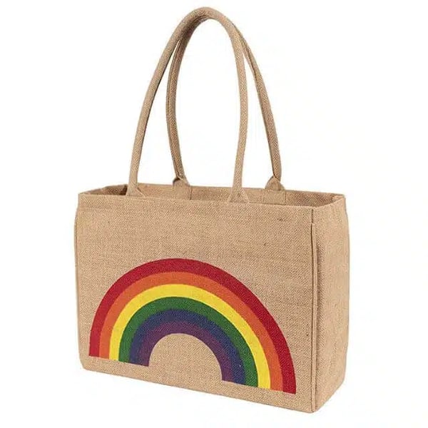 Custom Rainbow Jute Bag