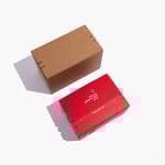the top of the two Custom Shipping Cartons with Adhesive, one is kraft and the other is printed