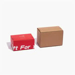 two Custom Shipping Cartons with Adhesive stand side by side, one is kraft and the other is printed