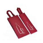 the front of two red custom non woven wine bags in different sizes