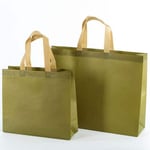 two light green custom large commerce non woven tote bags in different sizes