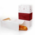 two custom SOS paper bags for bread packaging with bread inside