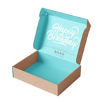 one custom personalized printed box with blue inside and brown outside in the open state