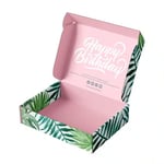 one custom personalized printed box with pink inside and green outside in the open state