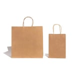 the front of two Custom Kraft Paper Bags with Twisted Handle in different sizes