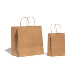 the side of two Custom Kraft Paper Bags with Twisted Handle in different sizes