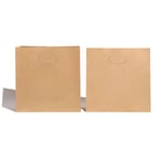 two custom Kraft paper bags with die cut handle stand side by side and display the front of them