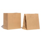 two custom Kraft paper bags with die cut handle stand side by side and display the side of them