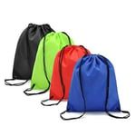 four custom Drawstring Backpack reusable bags with different postures