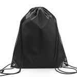 one black custom Drawstring Backpack reusable bag