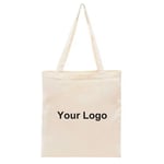 one custom economy-style reusable tote bag with the words &ampquot;your logo&ampquot; on the front of it