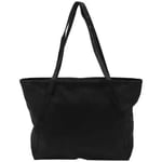 the front of the custom black canvas tote bag