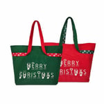 the front of two custom canvas Christmas bags in different colours