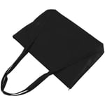 the handle of the custom black canvas tote bag