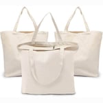 three blank custom canvas tote bags with zipper