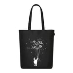 the front of the custom black cotton tote bag