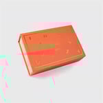 a closed orange custom filp top box