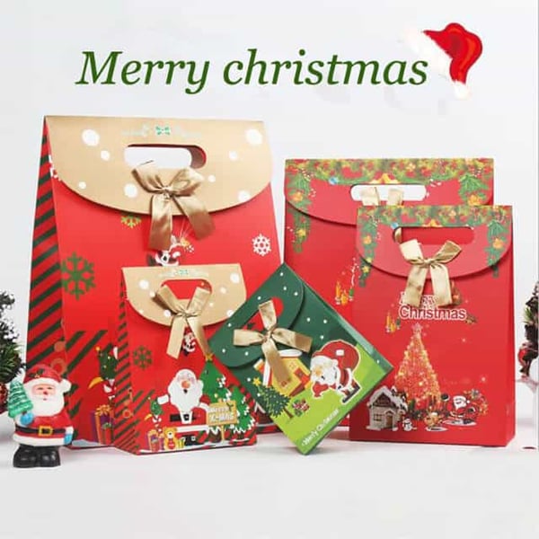 Custom Christmas Gift Die Cut Paper Bag with Flap