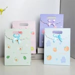 four custom colorful die cut paper bags with flap in different appearance