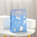 one blue custom colorful die-cut paper bag with flap