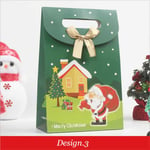 the front of the green custom Christmas gift die cut paper bag with flap