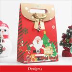 the front of the red custom Christmas gift die cut paper bag with flap