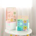 two custom colorful die cut paper bags with flap in different appearance