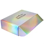 one custom holographic double-side printed mailer box from right side angle