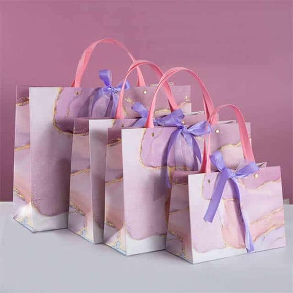 Custom Laminated Euro Tote Paper Bag With Ribbon Handle