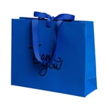 one Klein blue custom solid color gift bag with ribbon bow