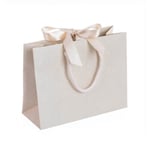 one white custom solid color gift paper bag with ribbon bow