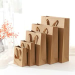 five custom kraft brown gift paper bags in different sizes