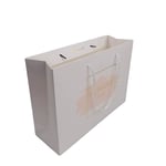 the front and side of the custom white gift paper bag